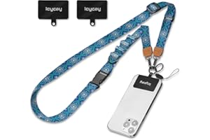 Icycay Phone Lanyard Crossbody, Boho Blue Cell Phone Strap for Around The Neck Adjustable, Anti Theft Cute Lanyard for iPhone Case ID Holder Keys Accessories Travel Essential