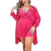 Avidlove Plus Size Lingerie Sexy Lingerie Set Women's Exotic Nightgowns Lace Chemise Lingerie Side Slit Nightdress