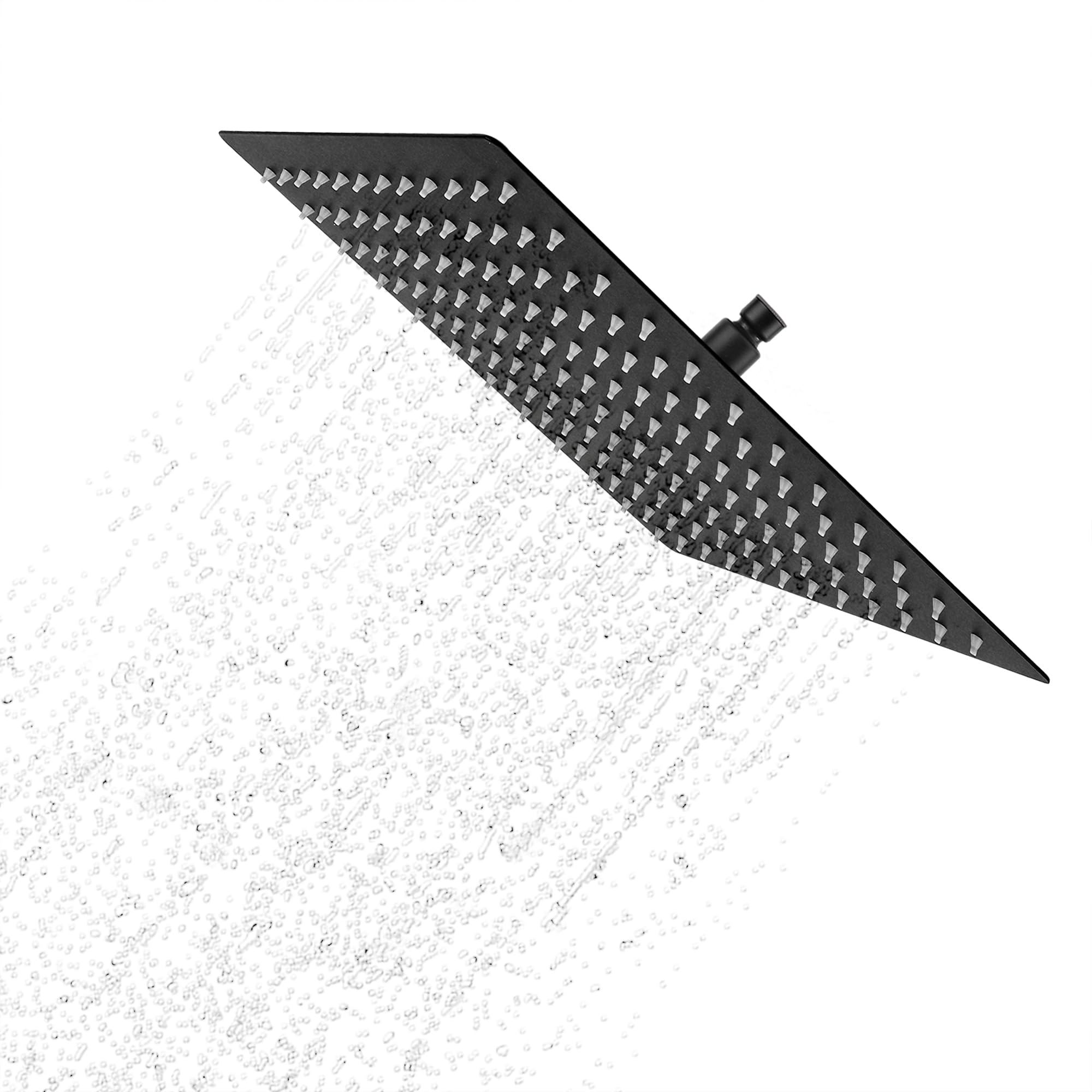YKUKIZEE 12 inch Black Square Rain Shower Head, 30 cm Fixed Rainfall Shower Head Large, 304 Stainless Steel Waterfall Shower Heads Overhead High Pressure for Bathroom