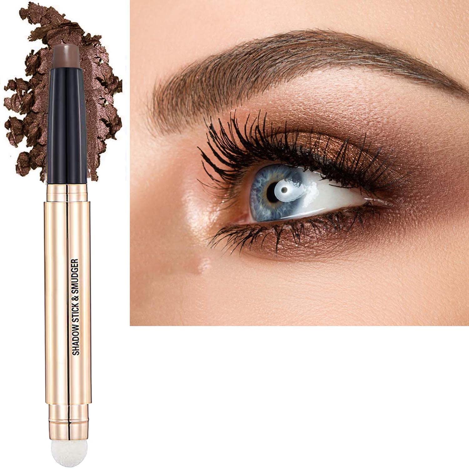 Photo 1 of Matte Brown Eyeshadow Stick And Sponge Makeup Brush, Smooth Cream Shimmer Shadow Pencil Long Lasting Waterproof Eye Shadow Highlighter, Hypoallergenic Highlighter Multi-Dimensional Eyes Look #17LPNPMEQ1217199
