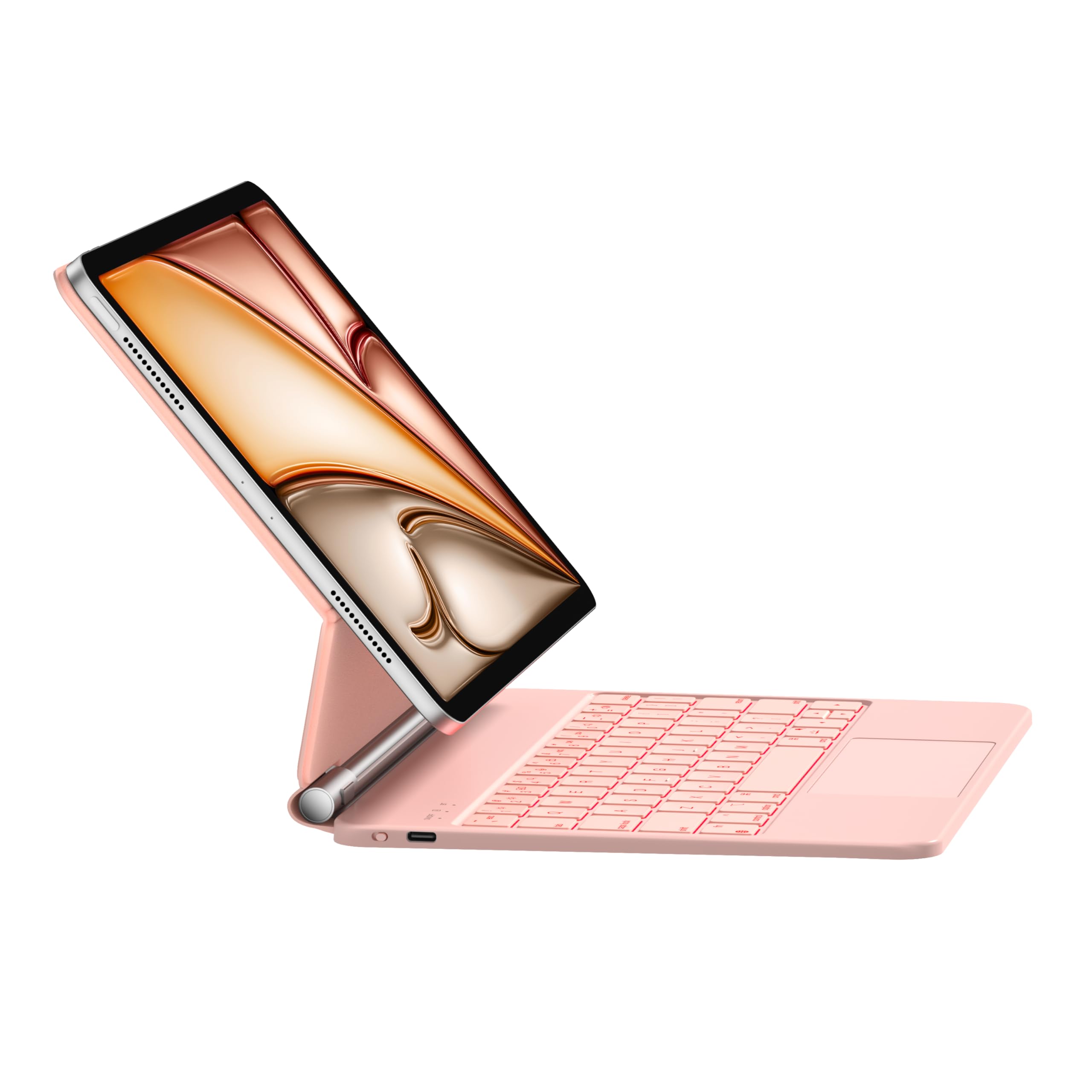 HOU Keyboard Case for iPad Air 11 Inch (M4 2026/M3 2025/M2 2024), Air 5th/4th Gen, 7-Color Backlight, Floating Stand,Click-Anywhere Trackpad, iPad Pro 11" (4th/3rd/2nd/1st) Case with Keyboard,Pink