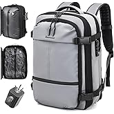 FABIEN CHERON Travel Backpack with Vacuum System,60L Expandable Vacuum Backpack Travel with TSA Lock,17.3 inch Laptop Backpacks Vacpack Backpacks with Vacuum(Grey,External Air Pump)
