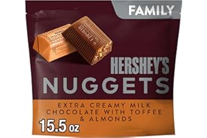 HERSHEY'S Hersheys Nuggets Extra Creamy Milk Chocolate, Toffee And Almonds Candy Bars, Individually Wrapped, 439g Share Pack