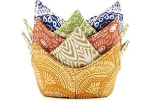 ROGITU Cotton Microwavable Bowl Cozy, Microwave Bowl Holders, Bowl Snuggies, Microwave-Safe Hot Bowl Holders, Soup Bowl Cozy Bowl Hot Pads Hot Heat Proof Plate Holder Pot Holders for Bowls (A)