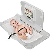 Alpine Wall Mounted Baby Changing Station - Horizontal Baby Changing Table Foldable Diaper Tables with Safety Strap for Commercial Bathroom, ADA Complaint (Hardware Included) Light Gray