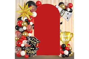 Albassa Arch Backdrop Cover 2-Sided Spandex Wedding Arch Covers Fitted Round Top Chiara Backdrop Stand Cover for Baby Shower Birthday Party Wedding Decoration (Red, 7.2FT)
