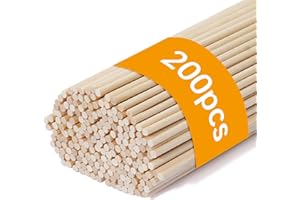 Wooden Dowels for Crafts, Wooden Sticks for Crafts,200 PCS 1/8" x12" Skinny Wood Dowel Rods, Unfinished Round Hard Wood Stick