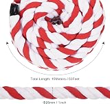 PATIKIL 1 Inch 50ft Natural Twisted Cotton Rope 3 Strand Red White Crafts Decor view 2