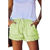 YOCUR Womens Lightweight Shorts Casual Baggy Trendy Hot Pants Elastic Waist Drawstring Comfy Shorts