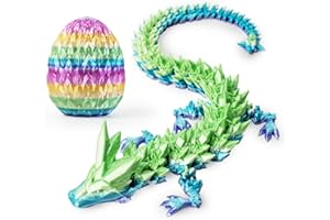AUMEILLER 3D Printed Dragon,Easter Eggs, Beautiful Flexible Crystal Dragon,Easter Basket Essentials Gift for Kids(Colorful)