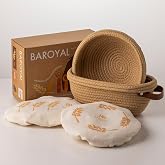 Crispier Crust Cotton Rope Banneton Bread Proofing Basket Set, Oval &amp; Round Bread Baskets with Liners &amp; Covers for Artisan Bread Baking, Sourdough Bread Baking Supplies(Brown)
