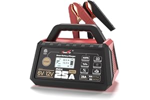 TowerTop 25A Pro+ Battery Charger, 6V/12V Car Battery Charger Fully Automatic Smart Battery Maintainer with Engine Start, Aut