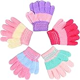SATINIOR 5 Pairs Kids Gloves Full Fingers Knitted Warm Gloves Winter Mittens for Little Boys and Girls Daily Supplies