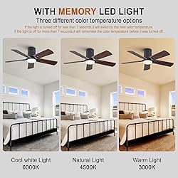 BOOMJOY 42 Inch Black Ceiling Fans with Lights and
