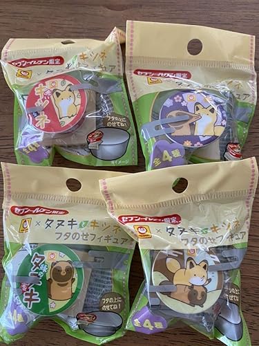 Amazon タヌキとキツネ フタのせフィギュア セブンイレブン 全4種 フィギュア ドール 通販