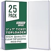 25 Pack 3" x 7" Ticket Stub Holder – Crystal Clear Rigid PVC Ticket Holder Display, Toploader Display for Games, Concerts, Movies, Photo Prints, Cards, and Currency Sleeves