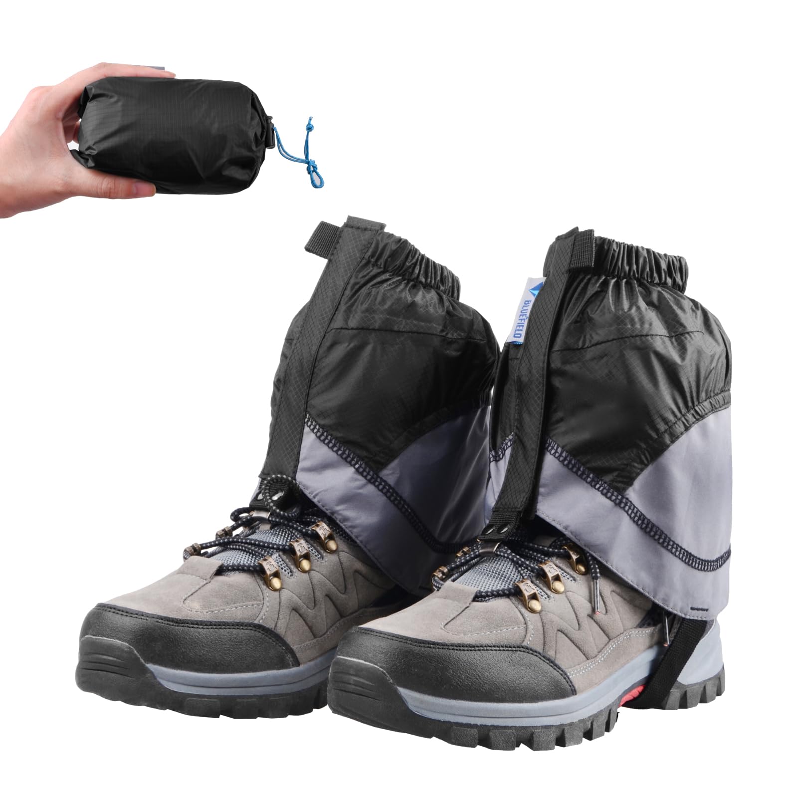 TRIWONDER Hiking Gaiters for Men Women Waterproof Ankle Leg Gaiters Lightweight Low Gators Snow Gaiters for Walking Backpacking (Black & Grey)