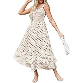 GRACE KARIN Women's 2025 Summer Floral Boho Dress Square Neck Strapped Swing A Line Sundress Beach Long Maxi Outfits