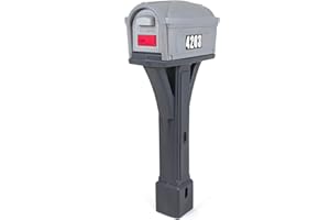 Simplay3 Classic Plastic Residential Mailbox & Post Mount Combo Kit with 2 Access Doors - Light Gray/Dark Gray