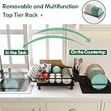 MAJALiS 2 Tier Dish Drainer Rack Stainless Steel Anti Rust Black view 6