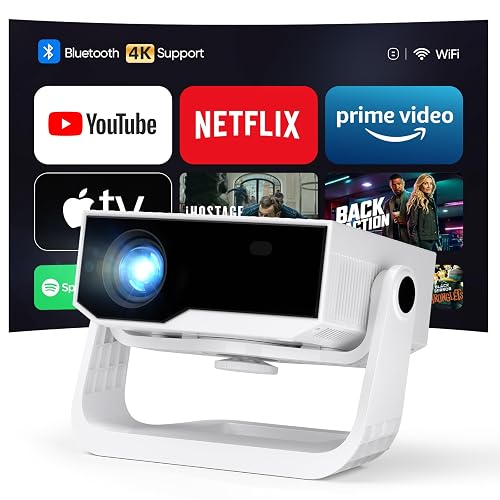 Wielio 2025 Ultra Smart Projector Built-in Apps, 32000 Lumens,Full HD 4K Supported, WiFi 6 & Bluetooth 5.2, Low Fan Noise (<29.8dB), Auto Keystone, Portable Movie Projector for IOS/Android/PS5