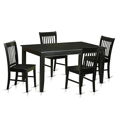 Buy East West Furniture 5 Piece Kitchen Table Chairs Set Included A Rectangular Modern Kitchen Table And 4 Wood Chairs Solid Wood Mid Century Dining Chairs Seat Slatted Back Black