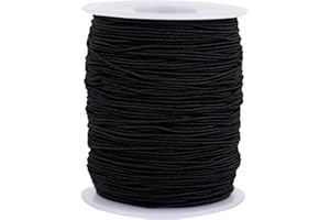 joycraft Elastic String for Bracelet, 1MM Elastic Cords, 110Yards Black Elastic Beading Cord, Elastic Bracelet String, Stretc