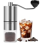 Rsoilch Manual Coffee Grinder With Ceramics Burr For Espresso,French Press,5 Adjustable Settings,Hand Maker with Built-In Burr,For Home Use and Camping Travel,Coffee Bean Grinders With Hand Crank