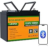 ECO-WORTHY 12V 100AH Bluetooth LiFePO4 Lithium Battery with Low-Temp Protection, Group 24, Max.1280Wh Energy, Built-in 100A B