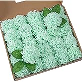 DuHouse Artificial Wedding Dahlia Flowers 25pcs Fake Foam Roses with Stem for Wedding Bouquets Centerpieces Arrangements Decoration(Mint Green)