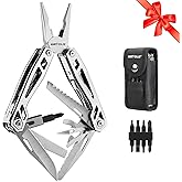 Multitool with Pocket Knife, Birthday Gifts for Men Women Mom Dad, WETOLS 21-in-1 Stainless Steel Pliers with Screwdrivers, Self-locking Multi tools with EDC Sheath, Ideal for Home, Camping, Survival