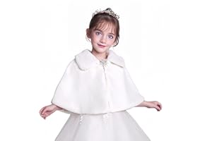 Proumhang Kids Girls Bolero Shrug Faux Fur White Jacket Coat Shawl Tippet Warm Winter Cape Cloak