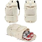 Solid color gym duffel bag backpack, wrestling bag,with shoe compartment, 4 kinds of back method waterproof travel sports walking laptop Lightweight(B-Sea Salt White)