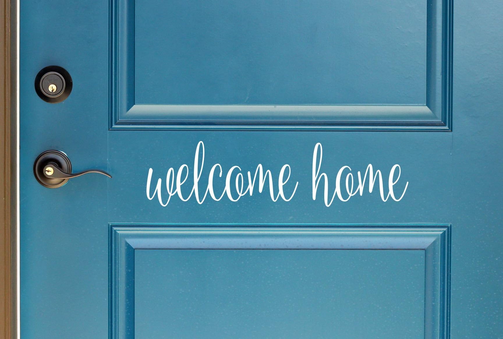 White Welcome Home Vinyl Front Door Decal - Welcome Home Vinyl Decal, Home Vinyl Sticker, 18" W x 4.5" H