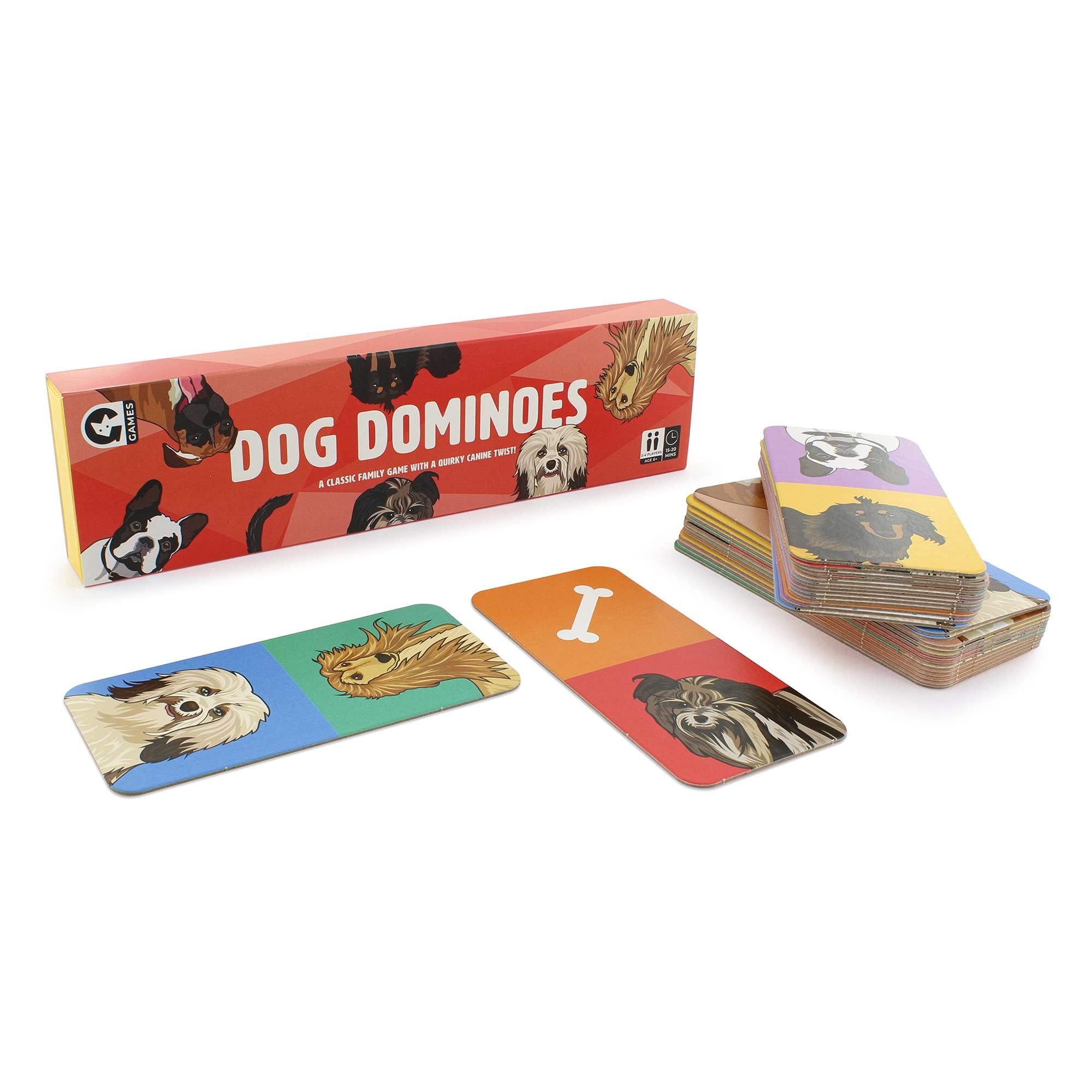 Ginger Fox Dog Themed Dominoes Card Set - Match Pairs of Pooches to Become Top Dog for Dog Lovers, 0112.1648.71.DOG.OSZ
