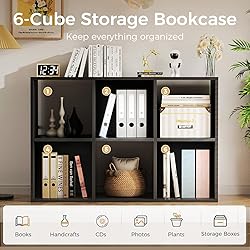 COMHOMA 6 Wood Cube Storage Organizer with Open