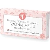Femallay Vitamin E Vaginal Melts, Strawberry, 14 Count | Organic natural support for vaginal comfort, moisture and hydration, individually sealed