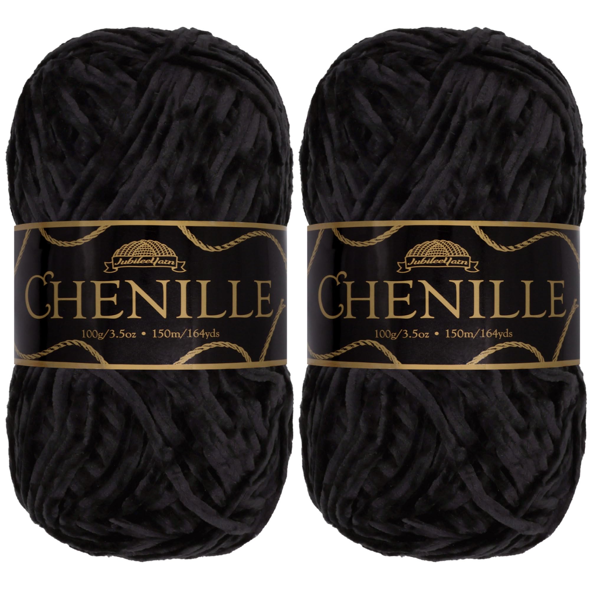 JubileeYarn Chenille Yarn - Worsted Weight - 100g/skein (2 Skeins, 199 Obsidian) โ image 1