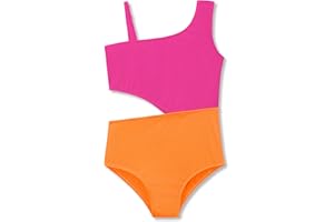 Dvenki Girls One Piece Leopard Print Swimsuits - Bathing Suit with Adjustable Straps Palm Tree Print Swimwear Size 6X-16