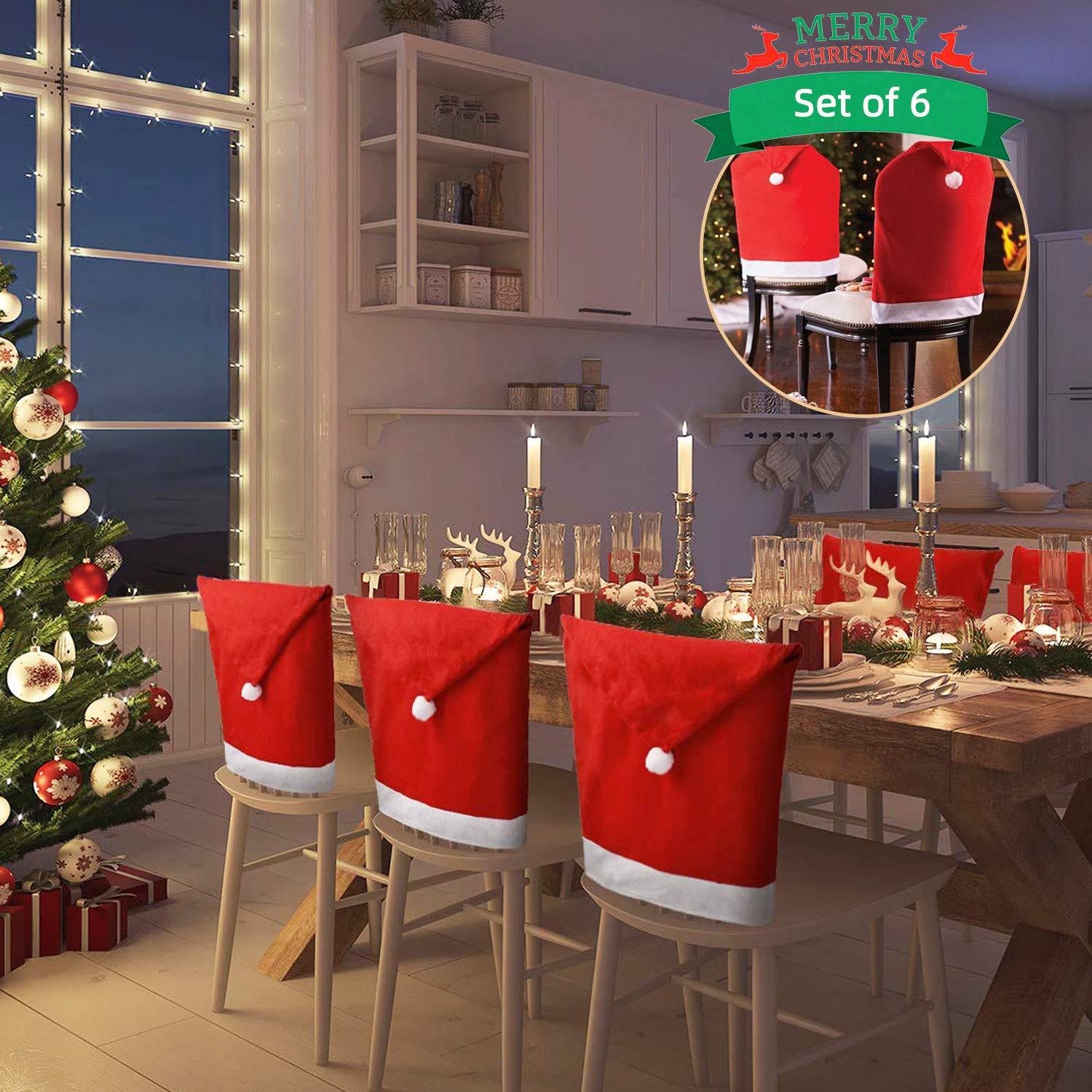 santa hat chair back covers