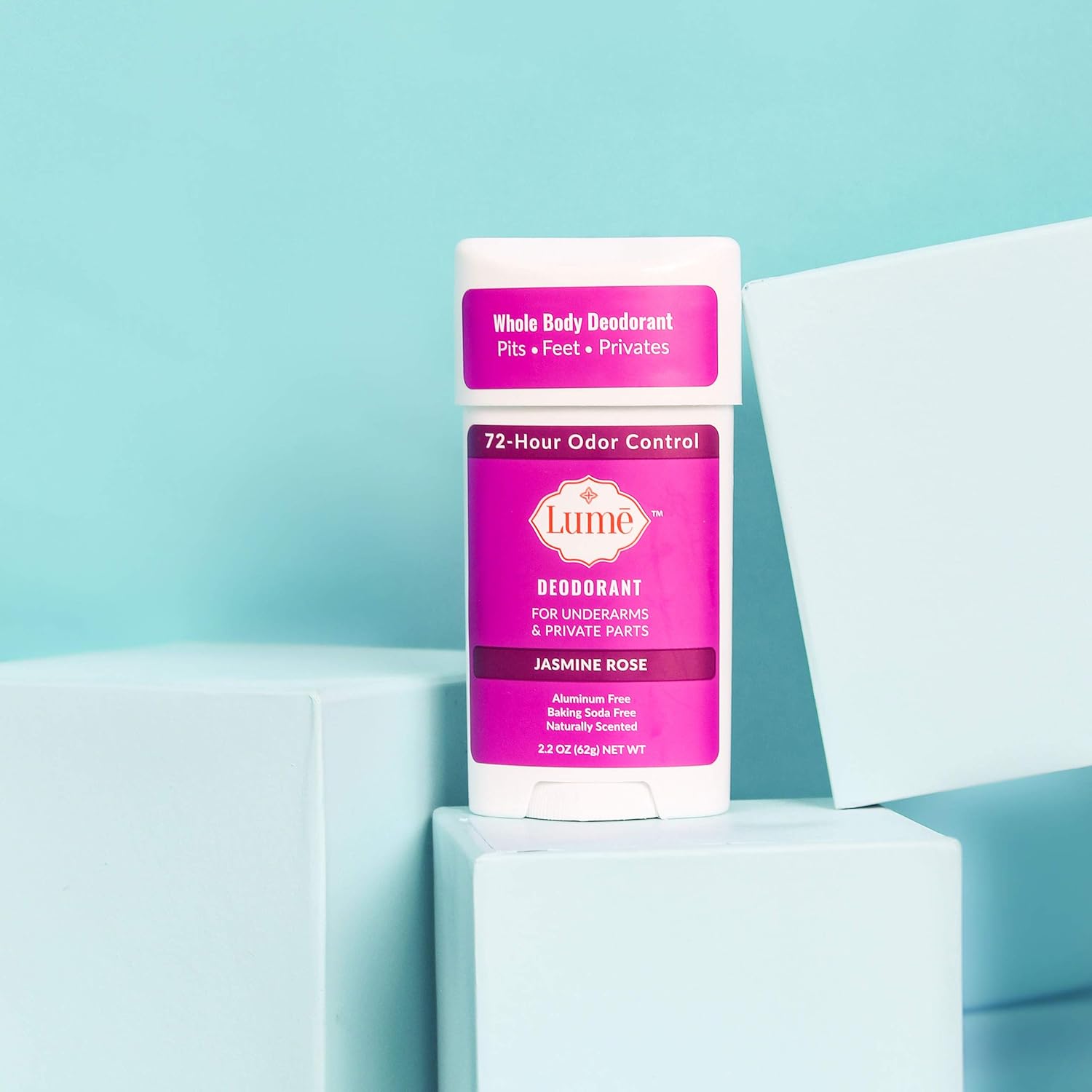 Lume Natural Deodorant - Underarms and Private Parts - Aluminum-Free, Baking Soda-Free, Hypoallergenic, and Safe For Sensitive Skin - 2.2 Ounce Stick (Jasmine Rose) : Beauty