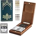 Wooden Cribbage Board Game Set, Travel Cribbage Board with Storage and Collapsible, with Magnetic Lock / 9 Metal Pegs/Full De