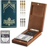 Cribbage Board Game Set, Travel Foldable Wooden Cribbage Board with Storage | Classic 3-Track Design &bull; Magnetic Closure &bull; Cards &amp; Metal Pegs Included &bull; Travel Ready