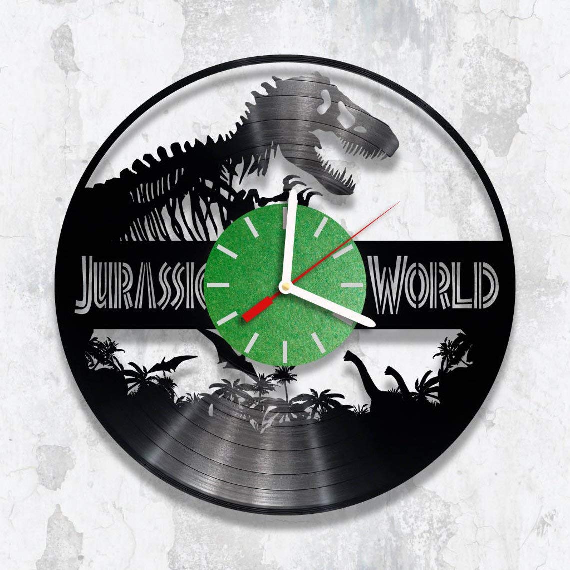 GoodIdea Art Jurassic World Vinyl Record Wall Clock, Jurassic World Handmade for Kitchen, Jurassic W