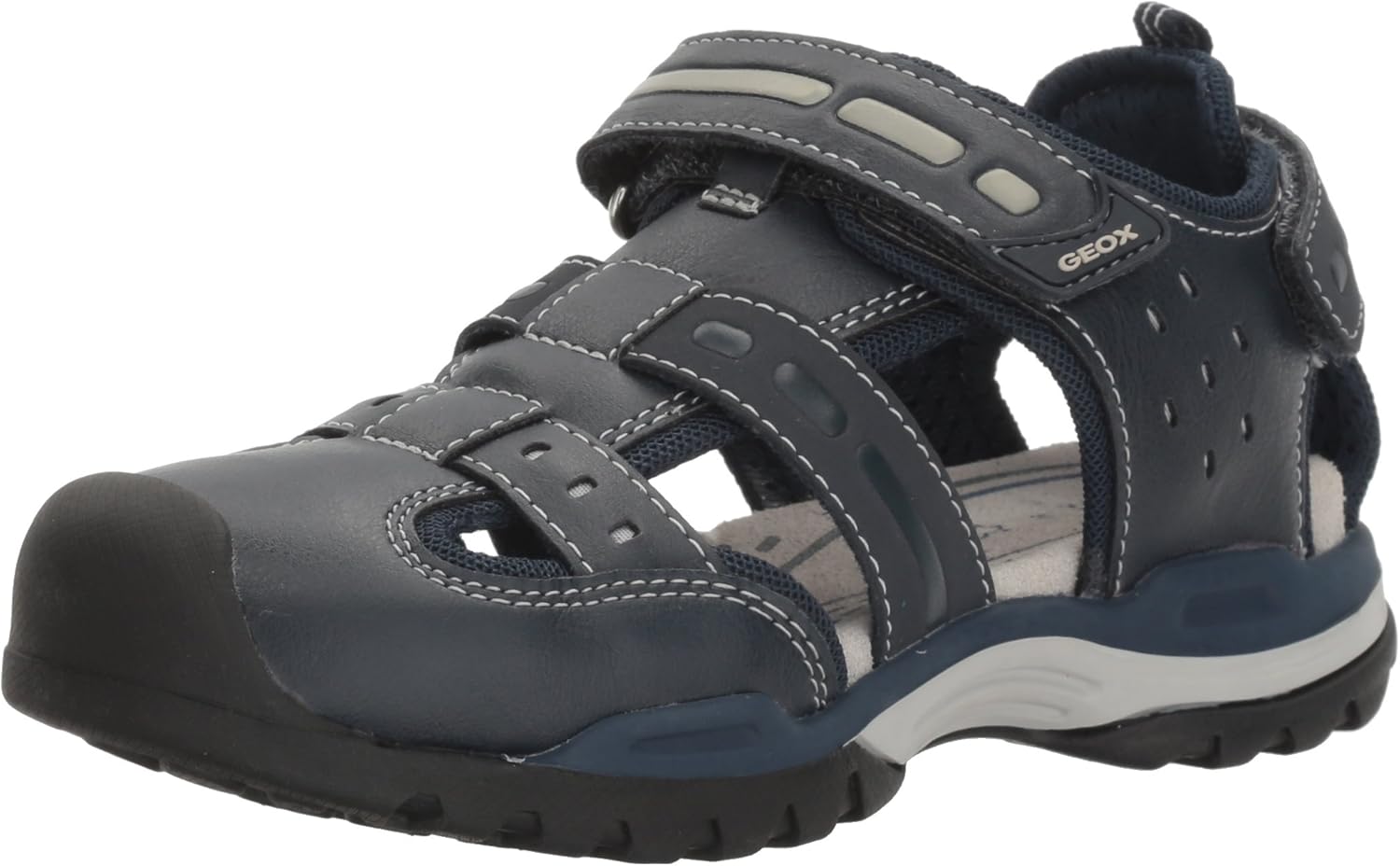 Geox J Borealis B Dark Grey/Navy Durabuck - Fisherman Sandals - Awesome Shoes