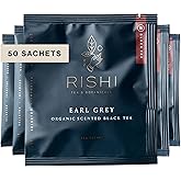 Rishi Tea Earl Grey Tea - Organic Sachet Tea Bags, Pure Black Tea with Bergamot Oil, Energizing & Caffeinated - 50 Count