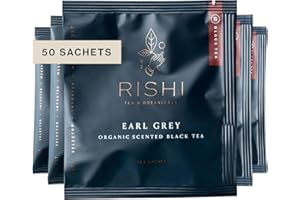 Rishi Tea Earl Grey Tea - Organic Sachet Tea Bags, Pure Black Tea with Bergamot Oil, Energizing & Caffeinated - 50 Count