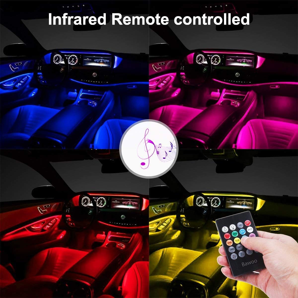 Colorful LED Strip Lamp UnderDash Lighting Kit Music Mode Interior Light Daytime Running Lights Accessories Fit Chevrolet Tahoe Spark Camaro ss Silverado Corvette c7 Impala Chevy trax Traverse Parts