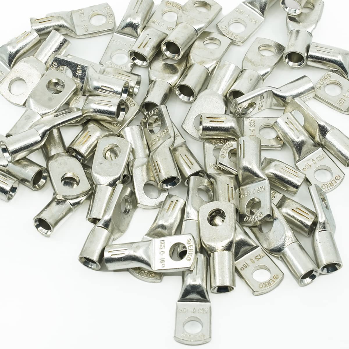 ERKO professional tubular cable lugs 50 pieces for multi-strand cables for M6 screws and wire size of 10 mm²
