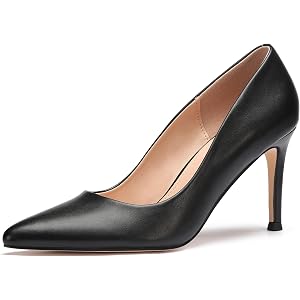 SUMOJIU Women’s Stiletto Pumps Closed Pointed Toe Heels, 3 Inch High Heels for Women Dressy Slip On Pumps, Dress Heels for Wo